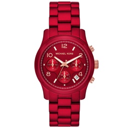 Womens Runway Chronograph Red Coated Stainless Steel Bracelet Watch 38mm
