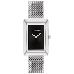 Womens Two Hand Silver Stainless Steel Mesh Bracelet Watch 22.5mm