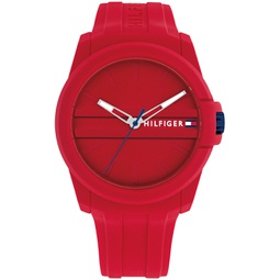Mens Quartz Red Silicone Watch 44mm