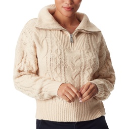 Womens Jorden Quarter-Zip Cable-Knit Sweater