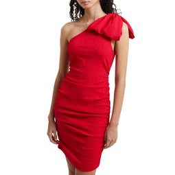 Womens One-Shoulder-Bow Dress