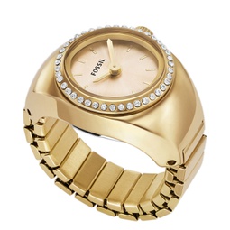 Womens Watch Ring Two-Hand Gold-Tone Stainless Steel 15mm