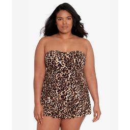 Plus Size Twisted Shirred Skirted Swimsuit