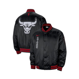 Mens Black Chicago Bulls 2023/24 City Edition Courtside Premier Full-Snap Bomber Jacket