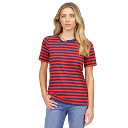 Womens Striped Chain-Neck T-Shirt