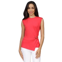 Womens Ring-Trim Twist-Front Top