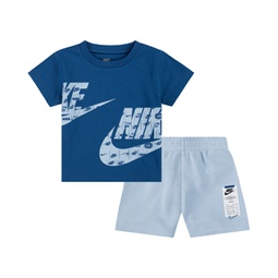 Little Boys Split French Terry T-shirt and Shorts 2 Piece Set