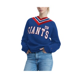 Womens Royal New York Giants Heidi Raglan V-Neck Sweater