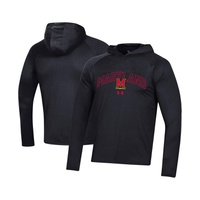 Mens Black Maryland Terrapins 2023 Sideline Tech Hooded Raglan Long Sleeve T-shirt