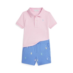 Baby Boys Mesh Polo Shirt and Shorts Set