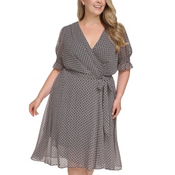 Plus Size Printed Smocked-Sleeve Midi Dress
