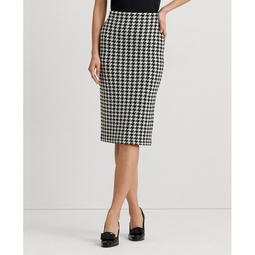 Womens Houndstooth Pencil Sweater Skirt