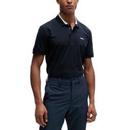 Mens 3D-Stripe Collar Regular-Fit Polo Shirt