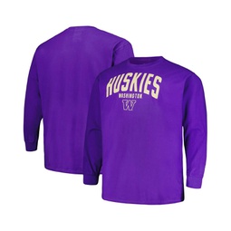 Mens Purple Washington Huskies Big and Tall Arch Long Sleeve T-shirt