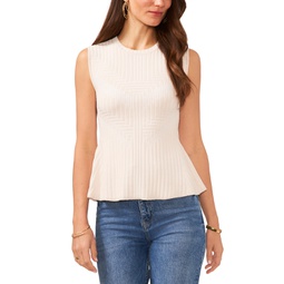 Womens Plaited Ribbed Flared Hem Sweater Top
