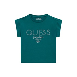 Big Girls Short Sleeve T-shirt with GUESS Heat Seal Rhinestone Logo