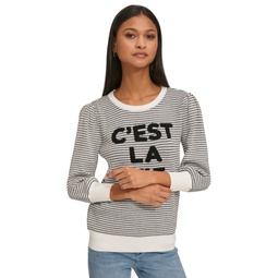 Womens Cest La Vie Striped Sweater