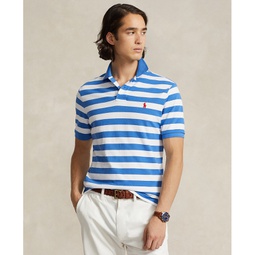 Mens Classic-Fit Striped Mesh Polo Shirt