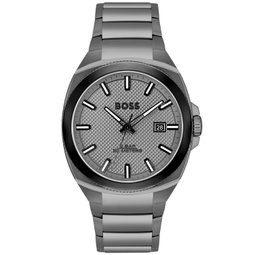 BOSS Mens Walker Quartz Basic Calendar Ionic Plated Gray Steel Watch 41mm