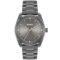 HUGO Mens Bright Quartz Ionic Plated Gray Steel Watch 42mm
