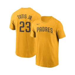 Mens Fernando Tatis Jr. Gold San Diego Padres Name and Number T-shirt