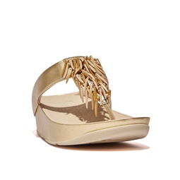 Womens Rumba Beaded Metallic Toe-Post Sandals