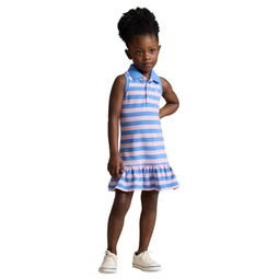 Toddler and Little Girls Striped Stretch Mesh Polo Dress