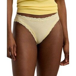 Womens Cotton & Lace Jersey Bikini Brief Underwear 4L0076