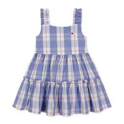 Little Girls Plaid Open-Back Tiered Dress