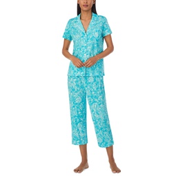 Womens Short-Sleeve Capri Pant Pajama Set