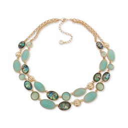 Gold-Tone Mixed Stone Layered Collar Necklace 16 + 3 extender