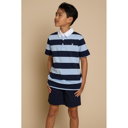B by Big Boys Short Sleeve Collared Striped Polo Shirt