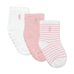 Ralph Lauren Baby Girls Logo Cushioned Crew Socks Pack of 3