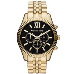 Mens Chronograph Lexington Gold-Tone Stainless Steel Bracelet Watch 45mm MK8286