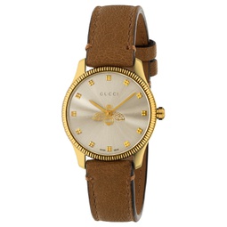 Womens Swiss G-Timeless Slim Taupe Leather Strap Watch 29mm
