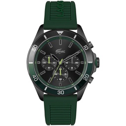 Mens Chronograph Tiebreaker Green Silicone Strap Watch 44mm