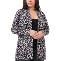Plus Size Leopard-Print Cardigan