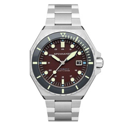 Mens Dumas Automatic Bordeaux with Silver-Tone Solid Stainless Steel Bracelet Watch 44mm