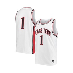 Mens Number 1 White Texas Tech Red Raiders Replica Basketball Jersey