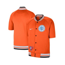 Mens Orange White La Clippers 2021/22 City Edition Therma Flex Showtime Short Sleeve Full-Snap Bomber Jacket