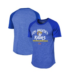 Mens Threads Royal Los Angeles Rams 2-Time Super Bowl Champions Tri-Blend Raglan T-shirt