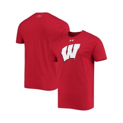 Mens Red Wisconsin Badgers School Logo Performance Cotton T-shirt