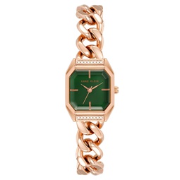 Womens Three-Hand Quartz Rose Gold-Tone Alloy Chain Bracelet Watch 23mm