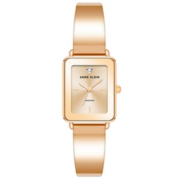 Womens Rose Gold-Tone Solid Bangle Watch 22X27mm