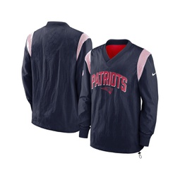 Mens Navy New England Patriots Sideline Athletic Stack V-neck Pullover Windshirt Jacket
