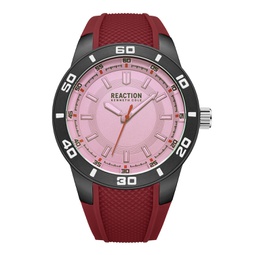 Mens Sporty Three Hand Red Silicon Strap Watch 49mm