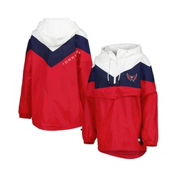 Womens Navy Red Washington Capitals Staci Half-Zip Windbreaker Jacket