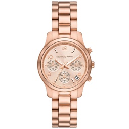 Womens Runway Chronograph Rose Gold-Tone Stainless Steel Bracelet Watch 34mm