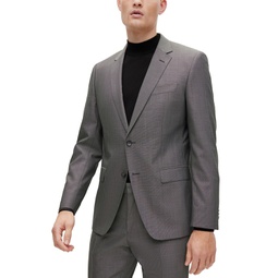 Mens Slim-Fit Suit in Wool Silk and Stretch