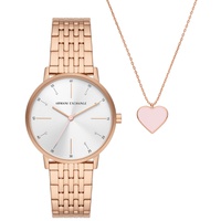 Womens Three-Hand Rose Gold-Tone Stainless Steel Bracelet Watch 36mm and Rose Gold-Tone Stainless Steel Necklace Set
